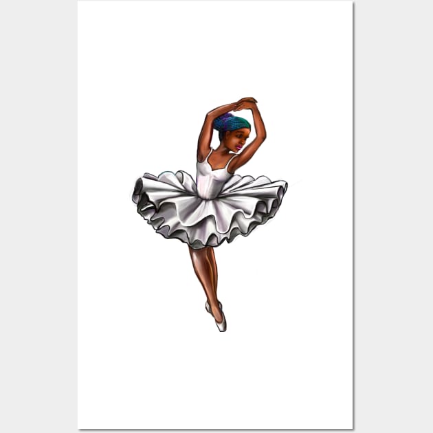 African America ballerina with rainbow corn row hair style #003 - brown skin ballerina Wall Art by Artonmytee